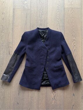 🔑 Judith & Charles Leather and Wool Blazer | Size 6